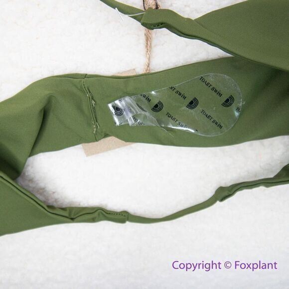 New! Set! Toast‎ Signature One-Shoulder Bikini Top, String Bottom, dark green, L - Picture 10 of 11